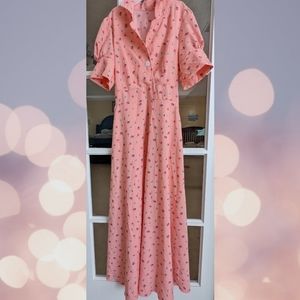 Coral Floral Print Dress